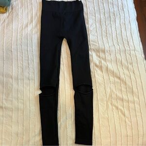 ribbed free people movement leggings with knee slit